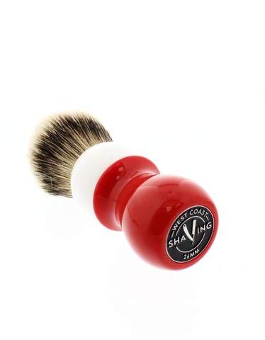 WCS Two-Tone Tall Silvertip Shaving Brush, Red & White