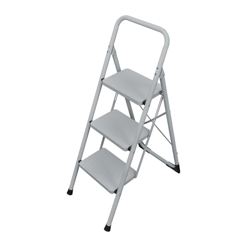 サンパーシー 折りたたみ式踏み台 3段タイプ 耐荷重150kg 厚さ6.5cm 脚立 (グレー)