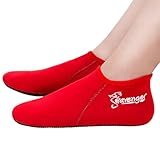 Seavenger Zephyr 3mm Neoprene Socks | Wetsuit Booties for Scuba Diving, Snorkeling, Swimming (Red, Medium)