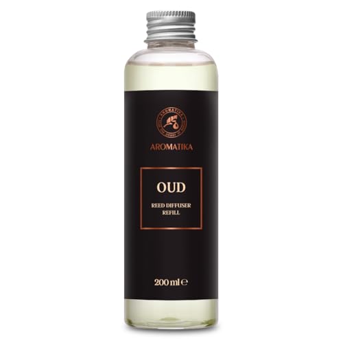 Raumduft Nachf&uuml;llflasche Oud 200ml - Intensiv & Langanhaltend Aroma Nat&uuml;rlich - Duft f&uuml;r M&auml;nner - Langanhaltender Aroma - Holzduft - Aromatisieren fur Raum - Reed Diffuser Refill Oud