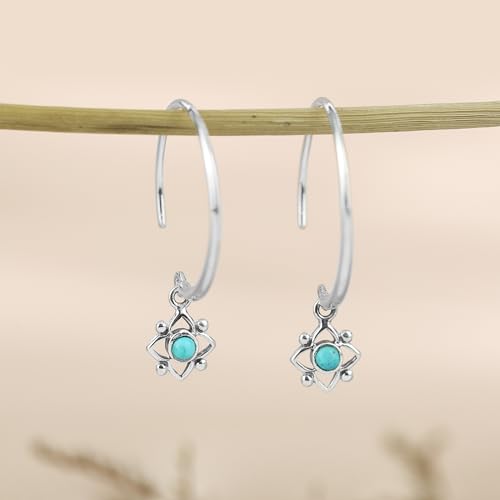 Boma Jewelry Sterling Silver Flower Shaped Dot Pull Through Hoop Earrings3