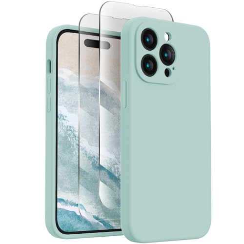 Image of FireNova Designed for iPhone 14 Pro Max Case, Silicone Upgraded [Camera Protection] Case, Soft Anti-Scratch Microfiber Lining Inside, 6.7 inch, Mint Green