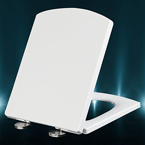 Siège de toilette robuste blanc abattant carré durable à fermeture lente
