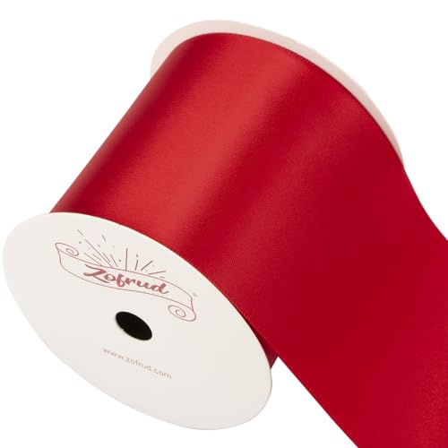 Zofrud Red Satin Ribbon 75mm x 9 Meters - Large Ribbon Ideal for Bows Gift Wrapping, Flower Bouquet, and Crafts - Image 4