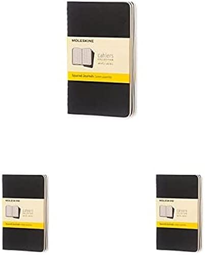 Moleskine Cahier Notizhefte (kariert, Pocket, Kartoneinband) 3-er-Set schwarz, 3er Pack
