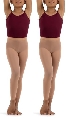 Capezio girls Hold & Stretch Footless Socks athletic dance tights, Suntan, 4 6 US