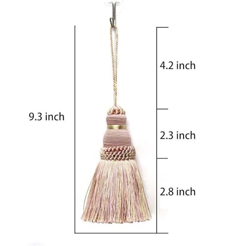 BEL AVENIR Tassel Key Tassel with Loops Handmade Craft Charms DIY Accessories Elegant Soft Making Curtain Home Decoration (Mix Pink, 2 pcs)