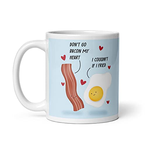 Old English Co. Fun Mug for Husband or Wife - 'Don't Go Bacon My Heart' Cute Mug Anniversary - Valentine's Day Mug for Boyfriend, Girlfriend, Partner Gift - Afbeelding 3