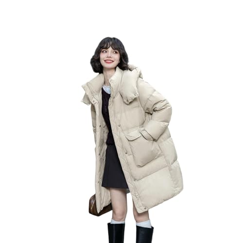 Manteau mi-long coréen pour femme avec finitions soignées et capuche chaude