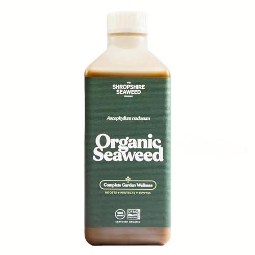 The Shropshire Seaweed Co. Cold-Pressed Liquid Seaweed Fertilizer - Certified Organic Plant Food & Lawn Feed - Rich in Natural Nutrients for Growth Roots & Soil Health - Sustainably Sourced 1L
