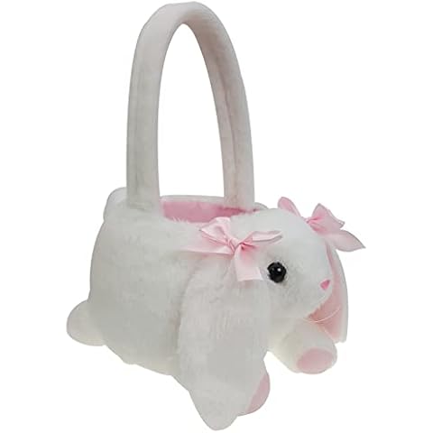 YOUBEMAGIC Lovely White Bunny with Pink Bows Basket Halloween Trick or Treat Basket For Kids (White Bunny Basket) Cover