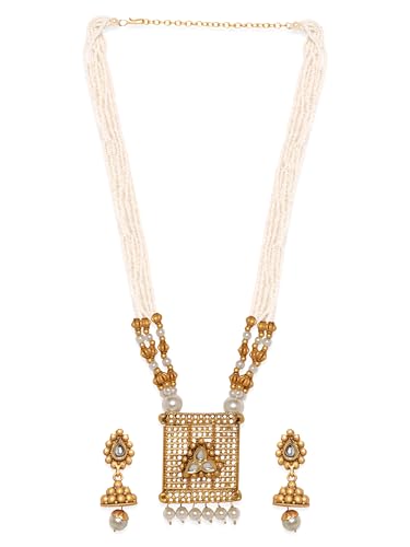 Image of Rubans Long Necklace Set Gold Plated Traditional Stylish Multicolour Jewellery Gift for Women & Girls