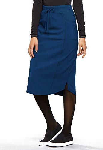 Cherokee Infinity Drawstring Cargo Scrub Skirt for Women, 5 Pockets Knee Length Stretchy Rib-Knit Fabric CK505A3