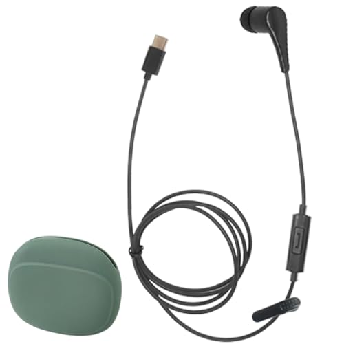 【マイク付き】ダイナミック密閉型 カナル型 モノラル 片耳イヤホン可換え左右耳 1.2Mコード (ブラック) タイプＣプラグ ガイド用 通訳用 会議用 観光用 ジョギング・徒歩・自転車・バイク走行時にも快適使用 収納ケース付き (タイプＣ&マイク付き)