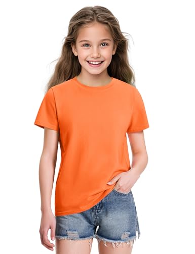 Image of KEREDA Girls Shirts Short Sleeve Soft Cotton T-Shirts Plain Tops for Kids