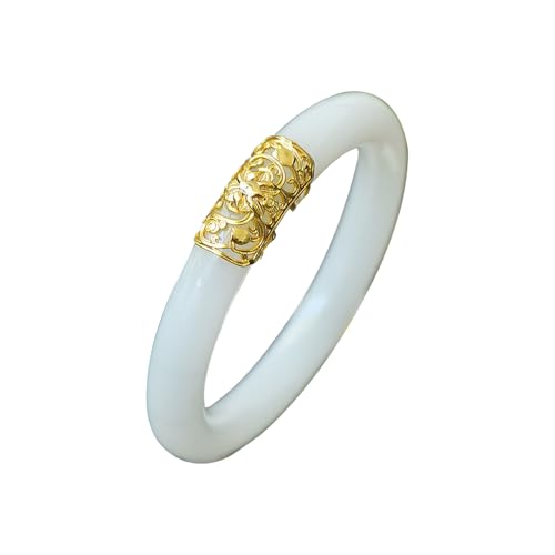 Bonne chance femme mode vintage assurée par ce bracelet de Jade Blanc incrusté