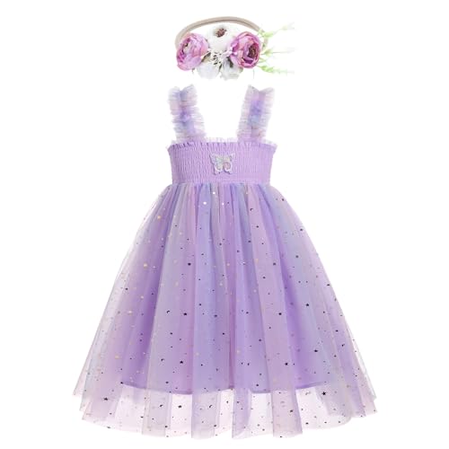 Vestido sin mangas con volantes de tul arco iris y lentejuelas brillantes IMEKIS