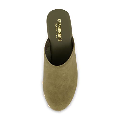 Cushionaire Women's Gibbons Faux Wood Clog With Memory Foam Padding, Wide Widths Available, Olive 8 W #TOP4