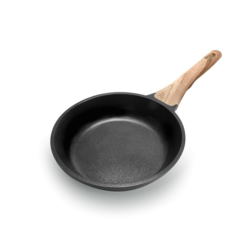 ZHANG XIAO QUAN SINCE 1628 Sartén antiadherente de aluminio fundido a presión de 8 pulgadas con revestimiento no tóxico, sartén con mango de grano de madera de baquelita, utensilios de cocina de