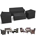 STARTWO Patio Furniture Covers 4 Piece Set, Heavy Duty Waterproof Outdoor Furniture Cover, Windproof Patio Cover for Rattan Wicker Conversation Set, Patio Furniture Set Cover, Black
