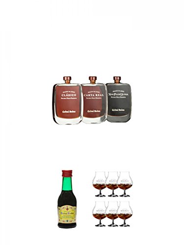 Cardenal Mendoza Collection 3 x 0,1 Liter + Cardenal Mendoza spanischer Brandy 0,05 Liter Miniatur + Cardenal Mendoza 6 Gläser Stück