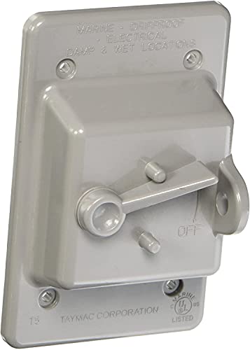 Hubbell-Bell PTC100GY Weatherproof Vertical Box Mount Nonmetallic Toggle Cover 1-Gang Gray