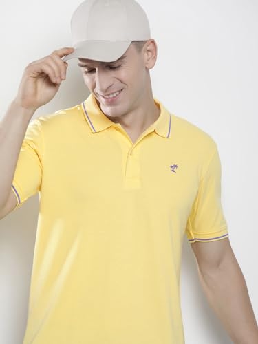 Image of The Indian Garage Co Men Slim Fit Solid Polo Neck Half Sleeves Tshirt