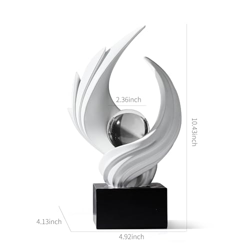Estatua Abstracta de Llama de Resina Blanca 10.43 in miniatura 4
