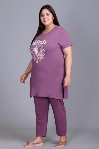 Image of In Love Women's Plus Size Graphic Printed Cotton Night Suit Set Short Sleeve