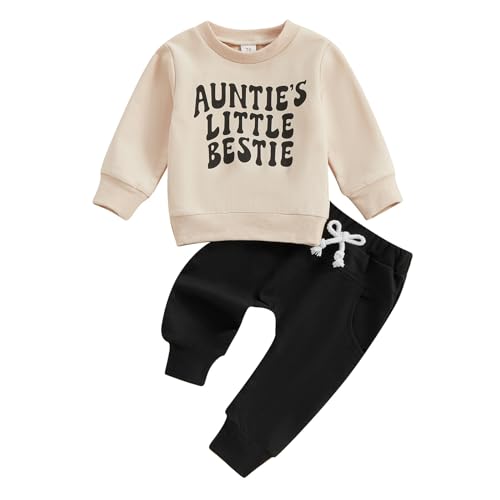Image of Kupretty Toddler Baby Boy Fall Winter Clothes Letter Graphic Long Sleeve Sweatshirt Pullover Tops + Joggers Pants Outfit Set