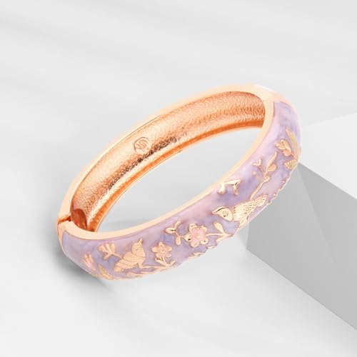 UJOY Colors Handcraft Jewelry Cloisonne Bracelet Enamel Bird Spring Hinged Womens Bangles Gifts Box 55C49-55A80 purple - Image 6