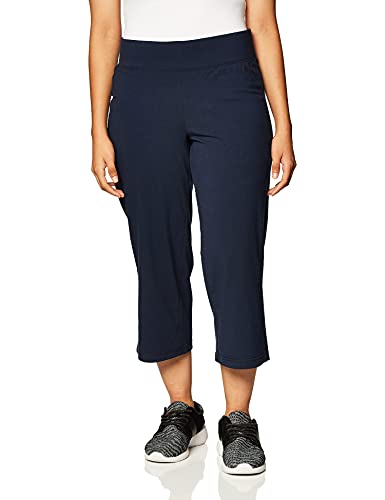 Danskin Women's Plus Size Sleek Fit Yoga Crop Pant, Midnight Navy, 3X
