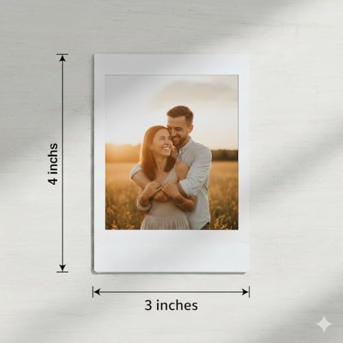 Image of Bhvya Creations 108 Customised Mini Photo Prints Personalized Gifts with Your Photos | Vintage Style Polaroid Cards | 350 GSM Glossy Paper | Multicolour 4 x 3 Inches, White, (Pack of 108) (108)