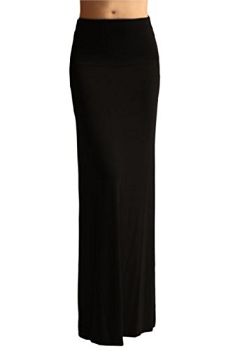 Azules Women's Rayon Span Maxi Skirt - Black,X-Large #TOP4