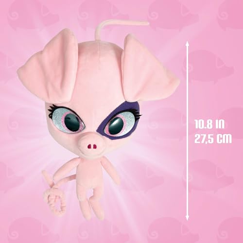 Miraculous Ladybug - Kwami Mon Ami Daizzi, 9-inch Pig Plush Toys for Kids, Super Soft Stuffed Toy with Resin Eyes, High Glitter and Gloss, and Detailed Stitching Finishes (Zag Play)