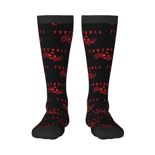 Football Calf-Length Color-Blocked Knee-High Socks With 3D Printed Design, Unisex