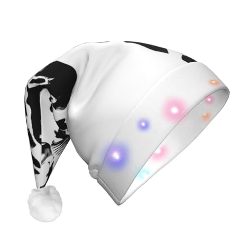 WZYCWB Cappello di Natale unisex con luce a LED, giraffa in bianco e nero