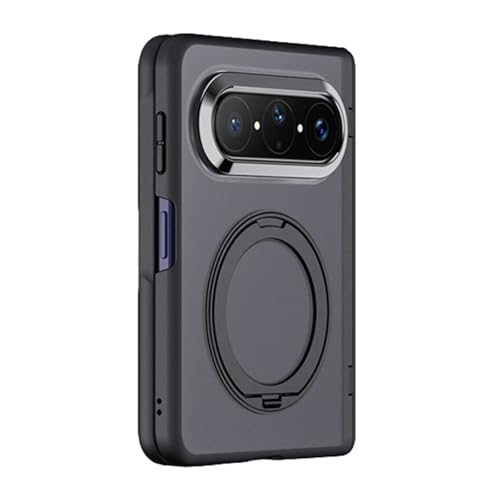FWYANZH Black,Pura X Max, Magnetic Case for Huawei Pura X Max, Frosted Translucent All -Inclusive Phone Cover with Ring Kickstand Screen Protector Shell