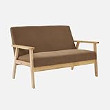 Tissu velours côtelé sweeek - Banquette canapé 2 Places en Bois et Tissu Velours côtelé Coloris Taupe. Isak. L 114 x P 69.5 x H 73cm
