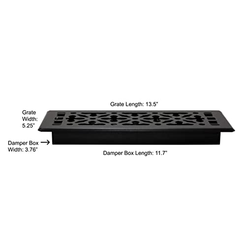 Decor Grates AGH412-BLK Floor Register, Black, Textured Black Finish, 4x12 - Image 2