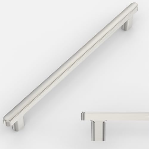 Amerdeco 10 Pack Brushed Satin Nickel Cabinet Pulls 10 Inch(256mm) Hole Center Drawer Pulls Cabinet Hardware Kitchen Cabinet Handles for Bathroom Dresser Pulls ZH0065