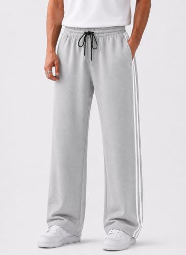 Image of ENDEAVOUR WEAR Men's Baggy Striped Relaxed Oversized Fit Track Pants | Cotton Rich Fabric | Straight Loose Fit Non-Cuffed | Gym, Streetwear & Casual Comfort Track Pants Lounge Pants