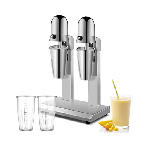 Batidora eléctrica de 800ML, licuadora automática comercial, máquina de espuma, mezclador de bebidas de té y malta de doble cabeza de acero inoxidable Fácil de usar para profesionales y principiantes