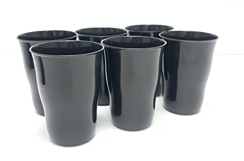 Mintra Home Reusable Plastic Cups 11 Ounce Tumbler - Pack of 6 (Black) for Party, Kids, Home, Kitchen, Events, Drinks and Drinking Water, Juice or Soda - BPA Free Tumblers, Many Colors,Dishwasher Safe