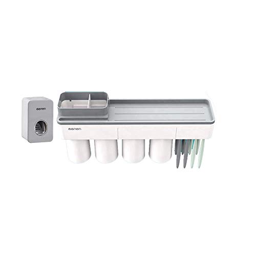 YiHao Automatische Zahnpasta Spender Und Zahnbürste Halter Set-Wand-montiert Hände-freies 8 Zahnbürste Sets (4 Tassen)-geeignet Für Kinder Und Erwachsene, Liebhaber Und Familien