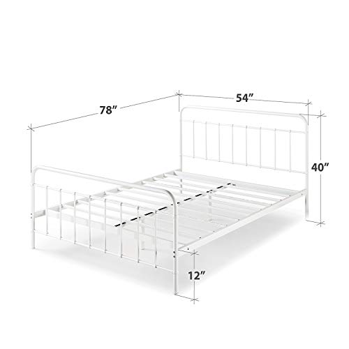 Image of Zinus Florence Full Panel Metal Platform Bed Frame, Mattress Foundation, No Box Spring Needed, Easy Assembly, White, Full