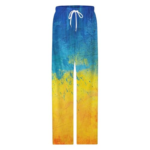 Ukraine Flag Men's Loose Lace-up Home Pajamas Breathable Cute Suitable for Men 20254