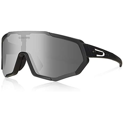 Queshark Sportbrillen Fahrrad Brillen Damen Herren Polarisierte UV400 Schutz mit 3 Wechselgläser Radbrillen für Outdoor-Sport Radfahren Motorradfahren Laufen Angeln Golf Cover