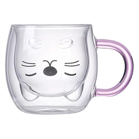 Garhelper Cute Mugs Bear Coffee Cup,9.5 oz Double Wall Insulated Glass Milk Tea Coffee Bear Mug with Handle,Espresso Beer Cup Funny Present for Personal Birthday Valentines Day Office Cover