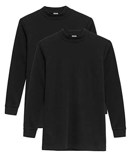 Camiseta Térmica Interior Niños Cuello Medio Alto Semi Cisne Manga Larga Colores Lisos. Pack de 2 Camisetas (Negro, 4 años)